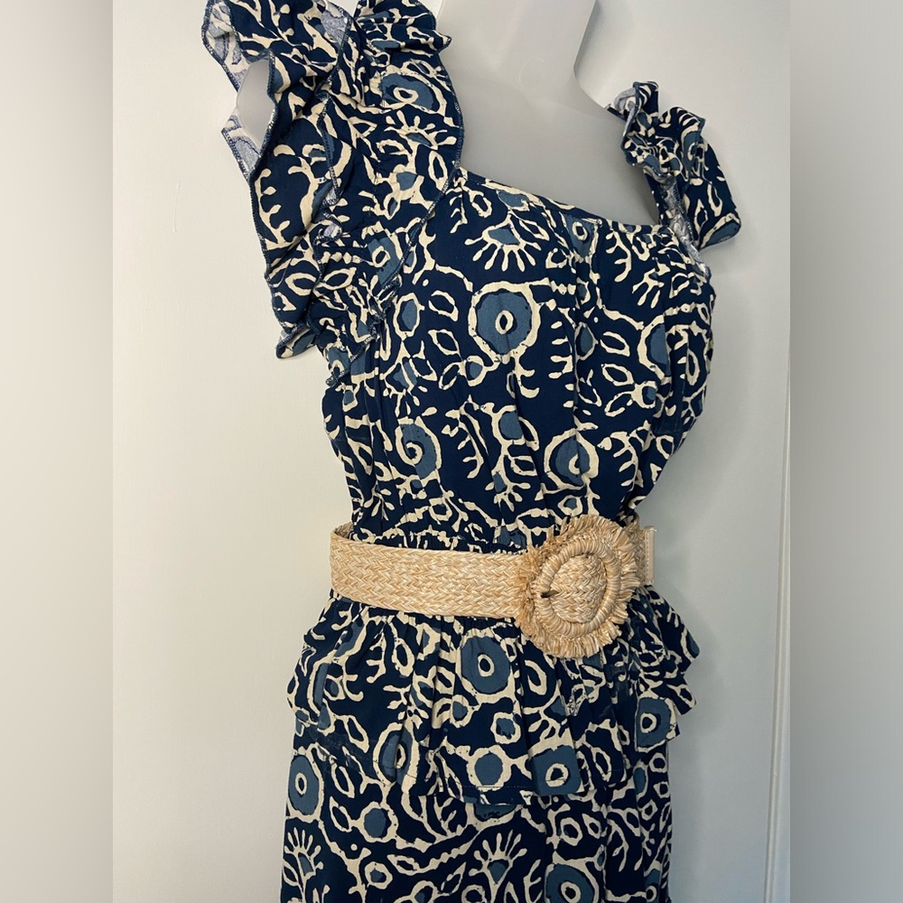Luna Moon 2 Piece Set Blouse & Maxi Skirt Block Print Size Small NWT!